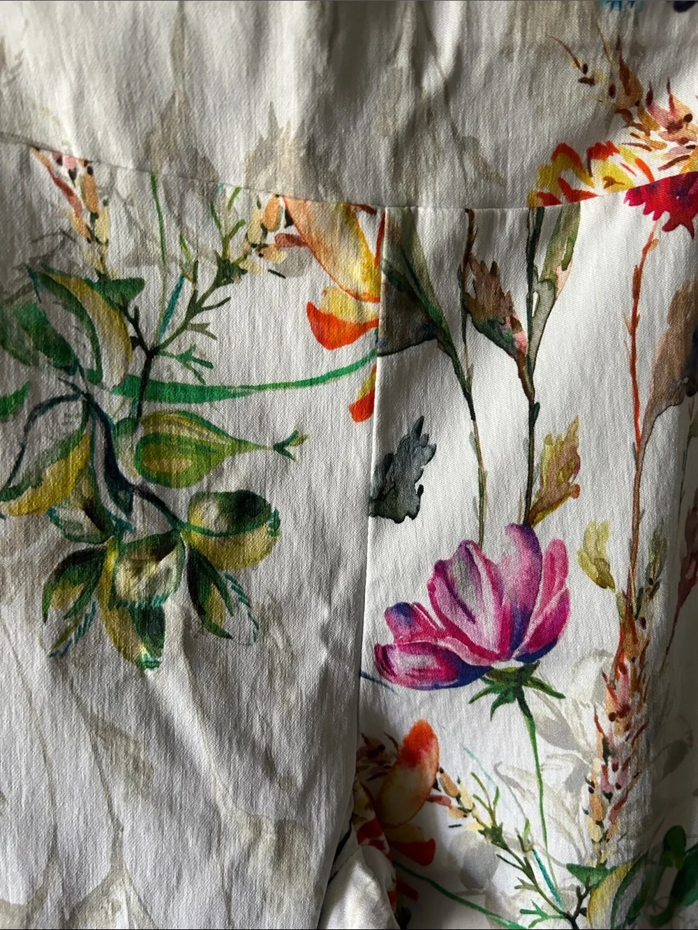 💐🫶Lena Gabrielle Floral Capri Pants Size 16 White Botanical Print Lace Hem - Picture 3 of 7